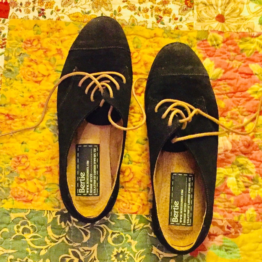Black suede lace up Oxford shoes